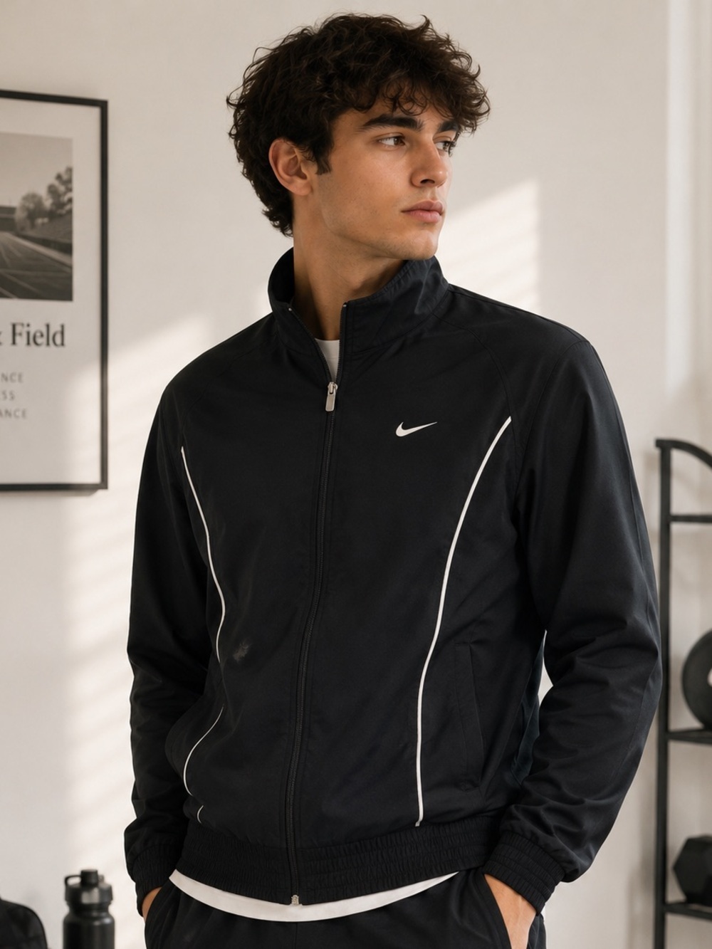 Vintage Nike Black Zip-Up Athletic Jacket